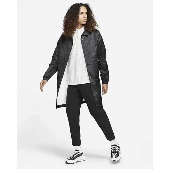 Nike Sportswear Mens Large Long Black Coach Jacket DH7847-010 NWT - Picture 1 of 6